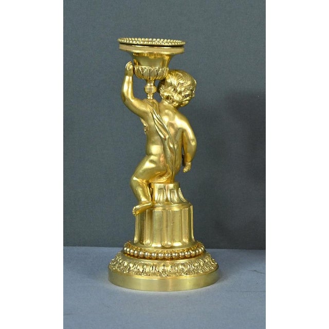 Mid-19th Century Louis XVI Gilt Bronze Candleholders, Set of 2 For Sale - Image 16 of 18
