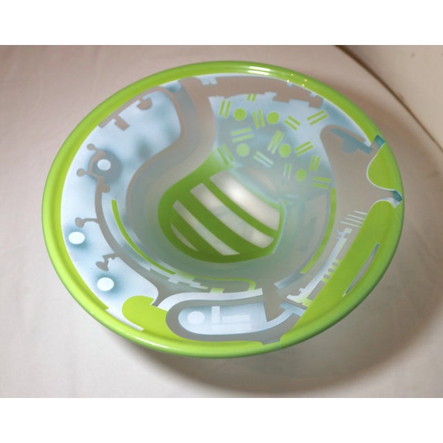 Art Deco Vintage 87 Blown James Parsons Relief Art Deco Art Studio Glass Centerpiece Bowl For Sale - Image 3 of 12