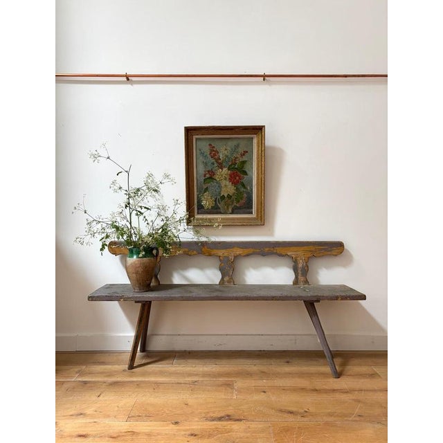 Wood Scandinavian Bench, Early 20th Century For Sale - Image 7 of 7