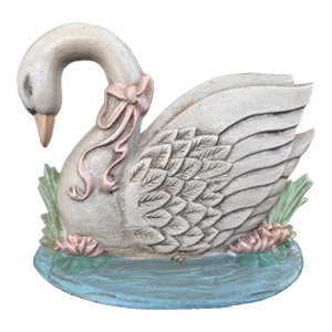 Vintage Midwest Taiwan Painted Swan Doorstop/Bookend