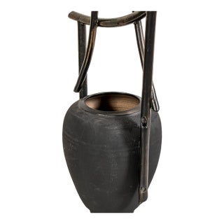 Ron Lederer Urban Oriental Stoneware Vase Sculpture Forrest Valley Pottery Tn For Sale