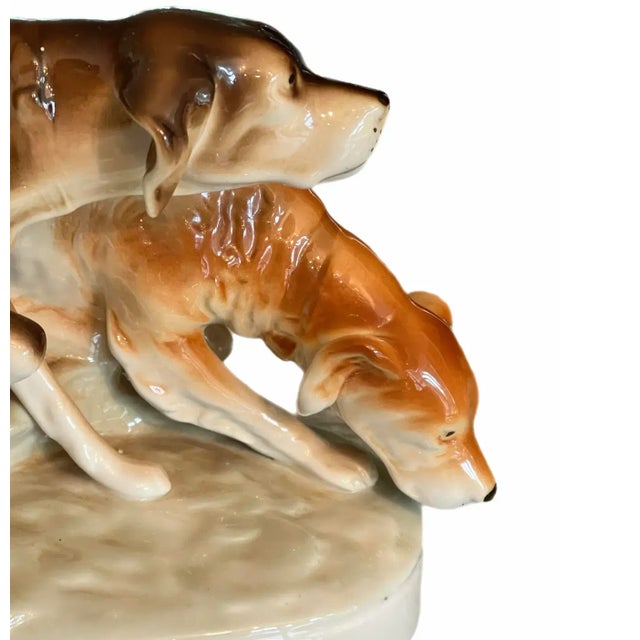 DUX English Hunting Hounds Porcelain Statue For Sale - Image 4 of 10