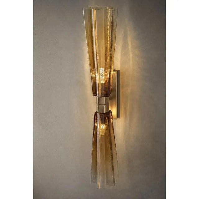Early 21st Century Italian Lively Amber Murano Glass Wall Sconce by Simoeng For Sale - Image 5 of 7