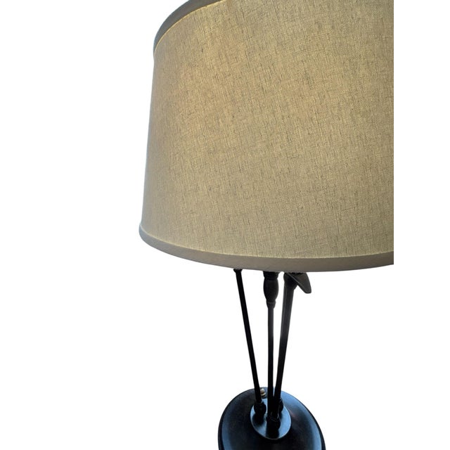 Late 20th Century Late 20th Century Three-Light Wrought Iron Bronze Candlestick Table Lamp For Sale - Image 5 of 7