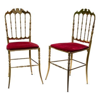 Set of Chairs in Red Velvet by Chiavari, 1950s For Sale