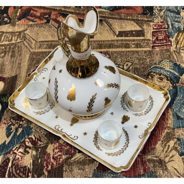 Traditional Empire Liqueur Set with a Fly Motif, 1980s, Set of 6 For Sale - Image 3 of 13