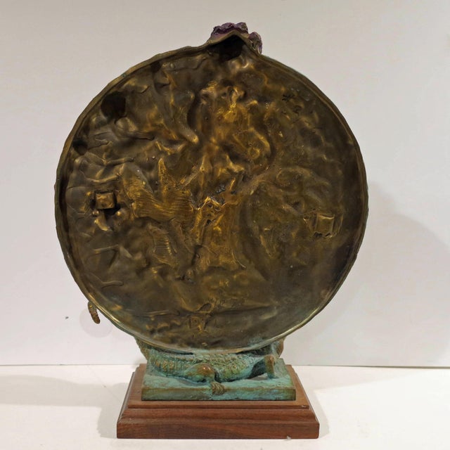 Contemporary William Sharles Original Bronze Sculpture Lily Pad With Alligator For Sale - Image 3 of 18