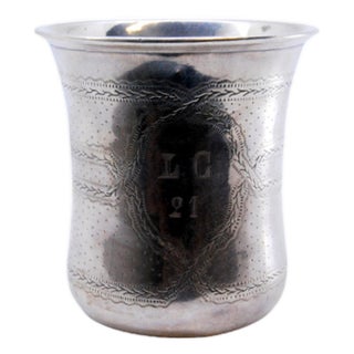 Silver Chalice with Engravings and Monogram Card For Sale