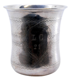 Silver Chalice with Engravings and Monogram Card