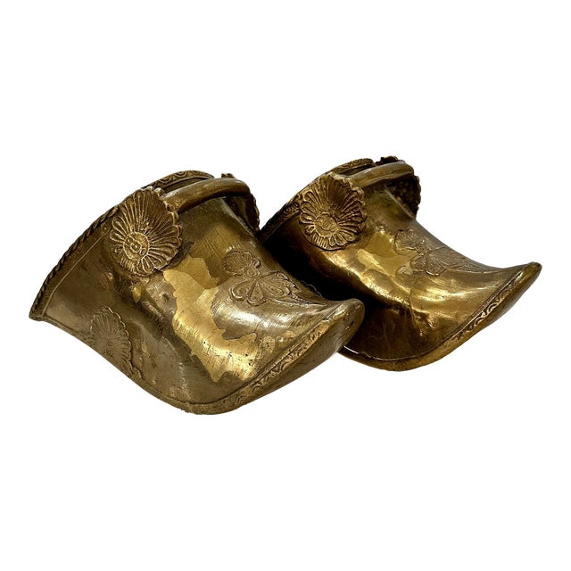 Pair of Antique Brass Conquistador Style Stirrup Slippers For Sale