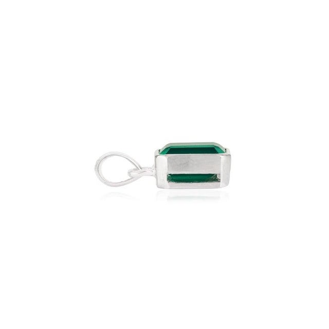 Modern Lush Green Onyx Bezel Set Statement Pendant in 925 Sterling Silver For Sale - Image 3 of 11