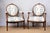 A pair of antique armchairs, late 19th century, French. Louis XVI style and featuring original carved wood frames with a...