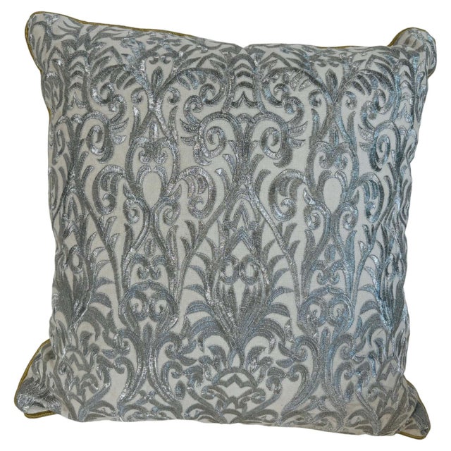 Turkish Ottoman Revival Silver Metallic Embroidered Decorative Pillow A luxurious handcrafted decorative pillow inspired...