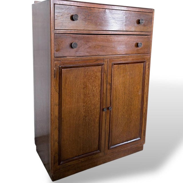1950s Vintage Arts and Crafts Oak Pantry Cabinet with Drawers, 1950s For Sale - Image 5 of 10