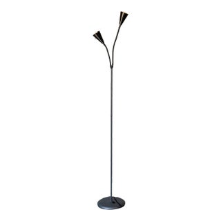 Steel Gooseneck Dual Shade Floor Lamp Mid-Century Modern 1970s For Sale