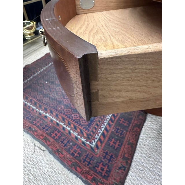 Late 20th Century Late 20th Century Baker Furniture Federal Style Inlaid Mahogany Two-Drawer Drum Table For Sale - Image 5 of 5