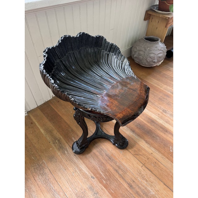 Early 19th Century Early 19th Century Antique Venetian Grotto Carved Shell Chair For Sale - Image 5 of 11