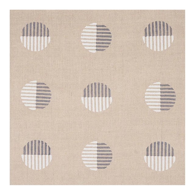 Sample - Schumacher Ando Hand Block Print Fabric in Ivory & Charcoal on Natural For Sale