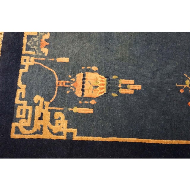 Marvelous Blue Color With Asymmetric Patterns Antique Chinese Art Deco Rug For Sale - Image 10 of 14
