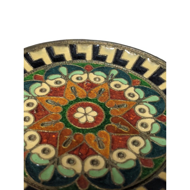 Metal Vintage Greek Parthenon Enameled Brass Decorative Wall Hangings- Set of 2 For Sale - Image 7 of 12