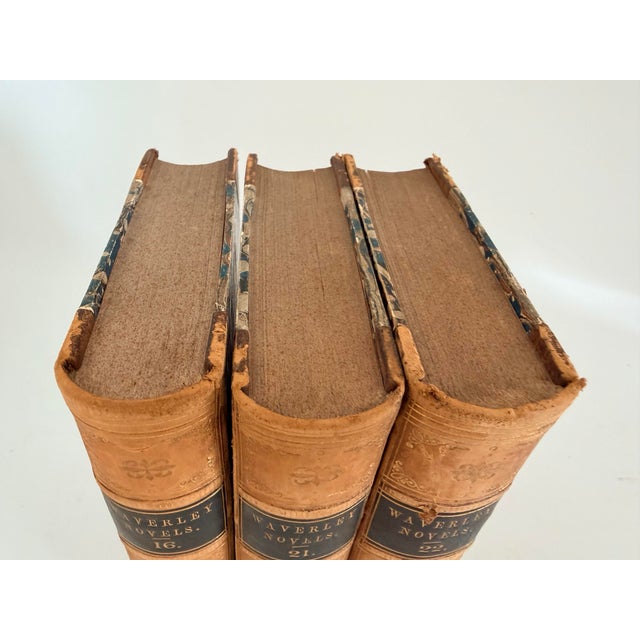 3 Decorative Leatherbound Books With Marbleized Cover Dated 1855 For Sale - Image 11 of 11