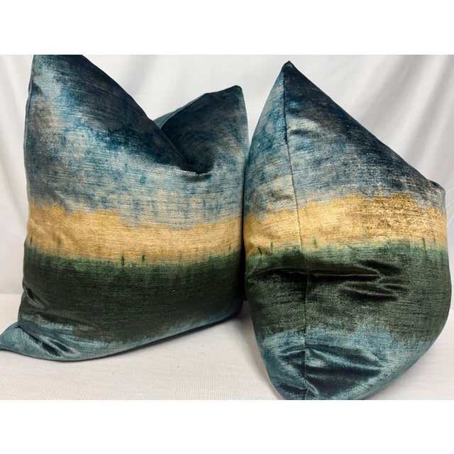 Transitional Kravet Couture "Izumu" in Aegean 22" Pillows-a Pair For Sale - Image 3 of 3