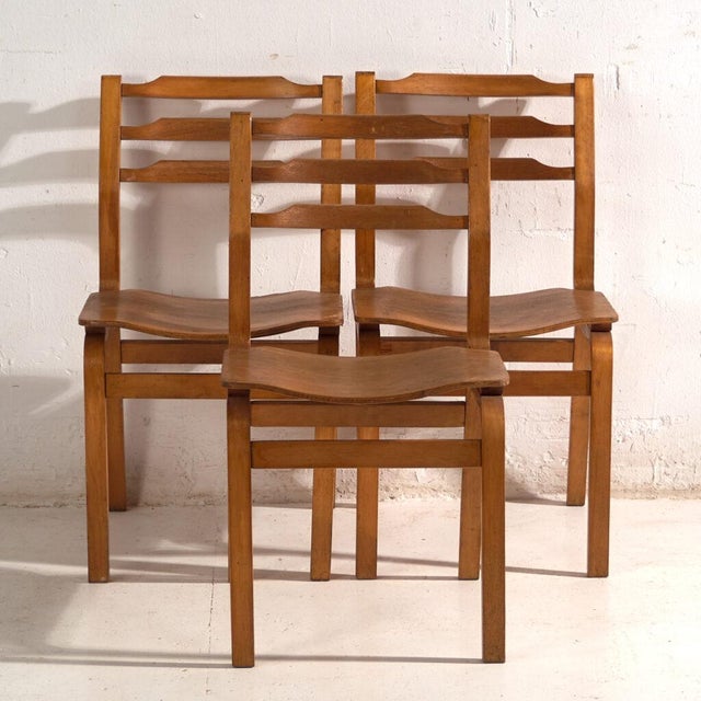 Chairs in Beech and Moulded Plywood, Central Europe, 1960, Set of 3 For Sale - Image 12 of 12