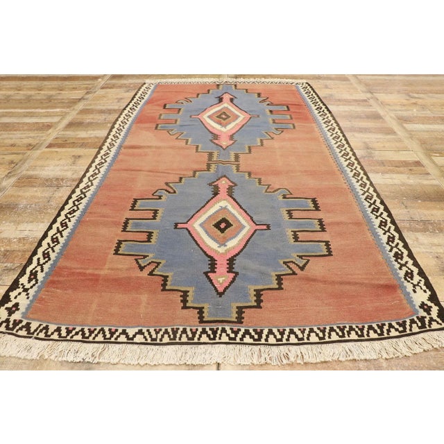 Textile Vintage Persian Bijar Kilim Rug - 05'05 X 09'03 For Sale - Image 7 of 8