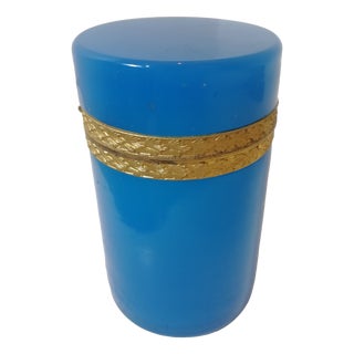 Blue Opaline Glass Box by F.lli Ferro Murano, Italy, 1930s For Sale