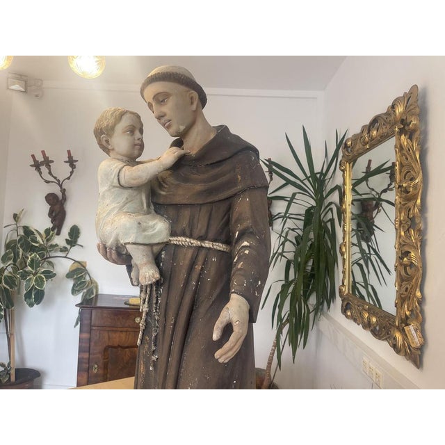 Baroque Antonius with Child Figure in Wood For Sale - Image 6 of 18
