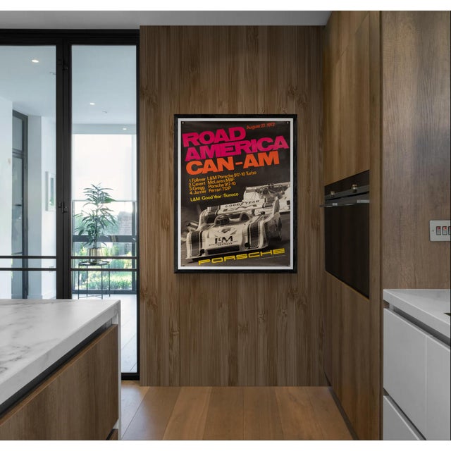 The Piece This original 1972 Porsche poster celebrates the Road America Can-Am race. Designed by Atelier Strenger, the...