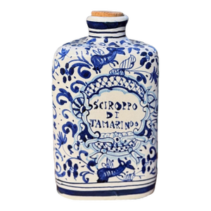 Italian Maiolica Apothecary Jar, Triangular Form, Cobalt Blue & White Pharmacy Vessel
