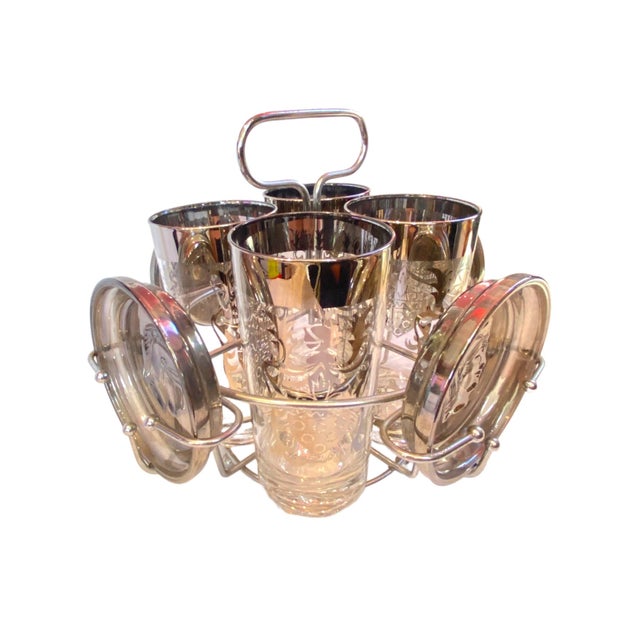 Morphew Abode 1950s Art Deco Silver Knights Glassware Set & Coasters- 9 Pieces For Sale - Image 11 of 11