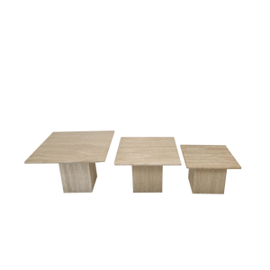 Italian Travertine Coffee or Side Tables, 1980s, Set of 3
