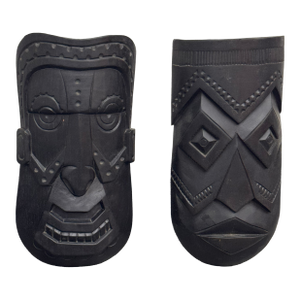 Akios Industries Hand Carved Native Wall Masks, Pair