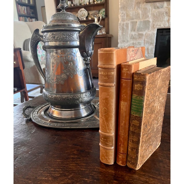 Antique French/Swedish Leather Bound Books - Set of 3 For Sale - Image 4 of 15