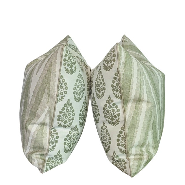 Thibaut Highland Peak print by Anna French in greens and cream, with a fun mix and match green print on the backs and...