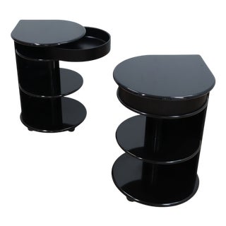 Postmodern Black Lacquered Nightstands from B&B Italia / C&B Italia, 1980s, Set of 2 For Sale