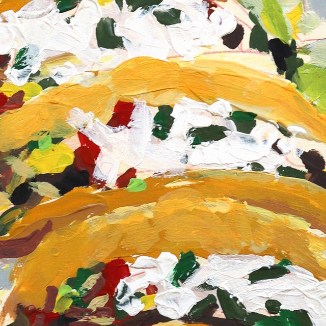 2020s Taco Time - Original Gold Multicolor Food Pop Art Mixed Media Work on Paper by Kellie Newsome For Sale - Image 5 of 7