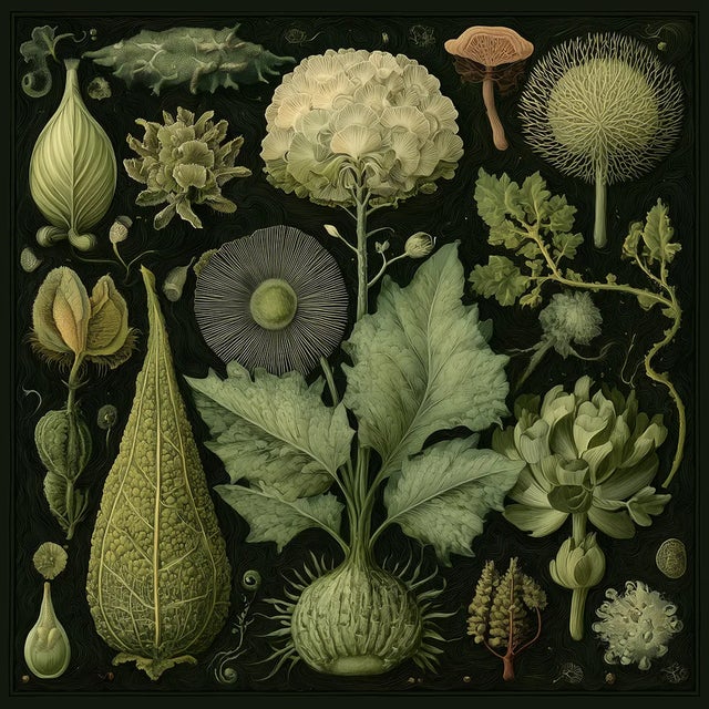 Set of 15 - 90' X 54' Evergreen Organic Modern Gallery Wall Installation Botanical Prints - Dark Green, Unframed For Sale - Image 6 of 17