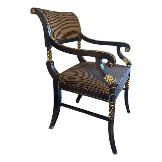 Vintage Shelby Williams Regency Ebonized & Gilt Armchair For Sale
