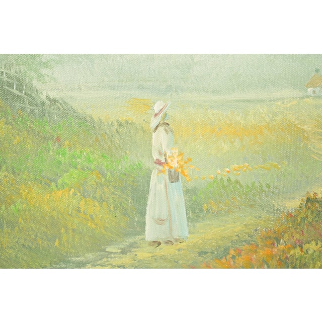 Original Artist Signed K. Kirum "Church in the Dale" Oil Painting in Carved Giltwood Frame For Sale In South Bend - Image 6 of 16
