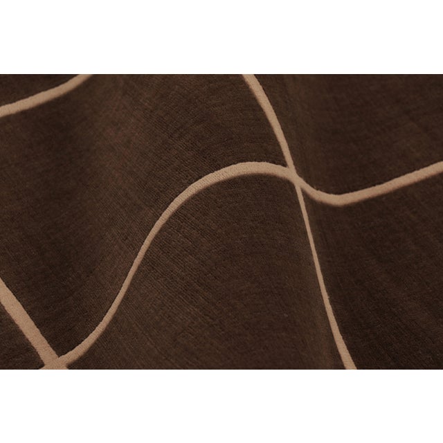 Textile Rug & Kilim’s Modern Rug, Chocolate Brown & Beige Geometric Grid For Sale - Image 7 of 8