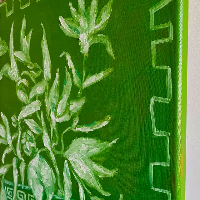 Original Chinoiserie Floral Urn Painting, Oil on Canvas, 24" X 30" by Tatiana Duperault For Sale In West Palm - Image 6 of 6