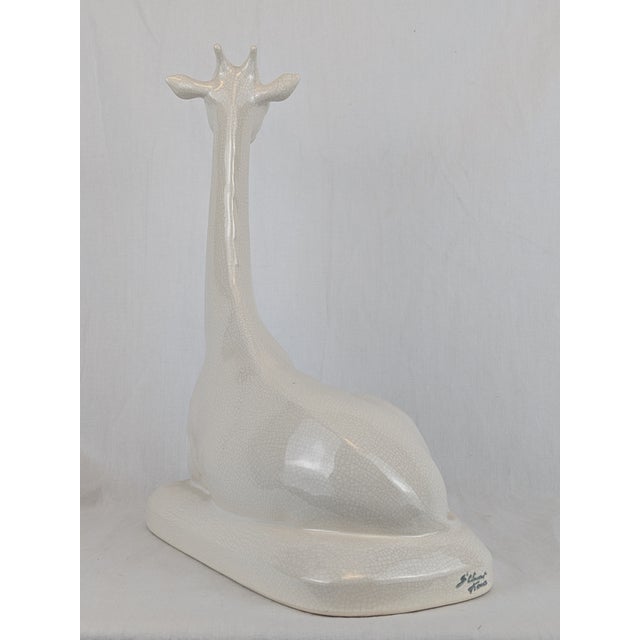 Cream Ceramic Giraffe from Saint Clément, 1980s For Sale - Image 8 of 12