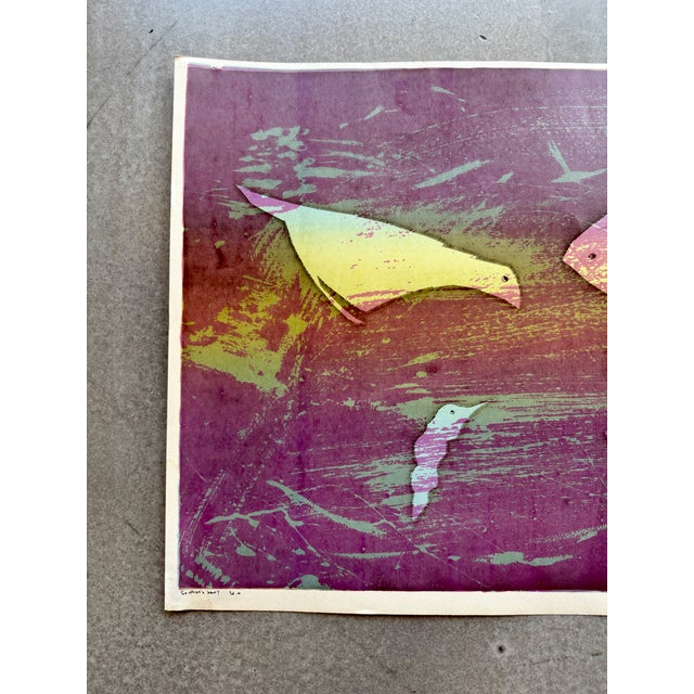 60s Mid Century Modern Relief Print "So What's New?" Signed Alie Patt Ed. 4 For Sale - Image 4 of 11