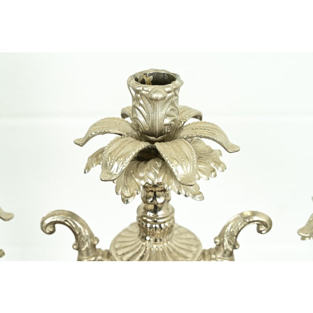 Tiffany & Co. Style Antique Victorian Silverplate Three-Light Candelabra For Sale In South Bend - Image 6 of 14