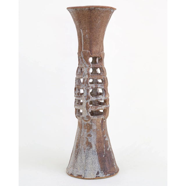 Brutalist Vintage Mid-Century Pottery Sculpture Vase Signed For Sale - Image 9 of 9