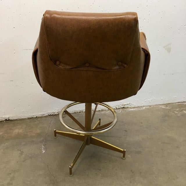 1970s Vintage Chromcraft Atomic Swiveling Adjustable Height Bar Stool For Sale In Denver - Image 6 of 12