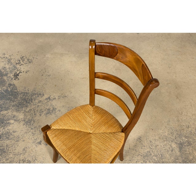 Set of 12 French Louis Philippe Style Walnut Dining Chairs With Rush Seats For Sale - Image 9 of 18